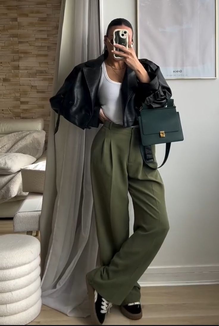 Olive Wide leg pants
