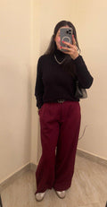 Burgundy Wide Leg Pants
