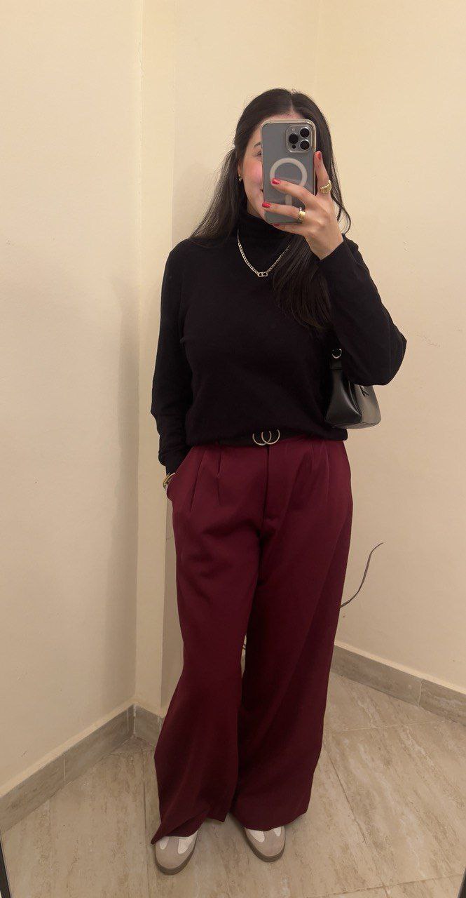 Burgundy Wide Leg Pants