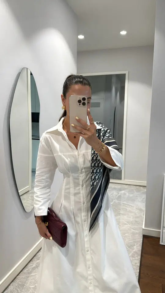 poplin waisted dress