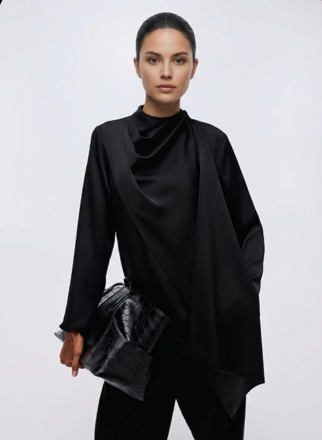 Shawl satin shirt