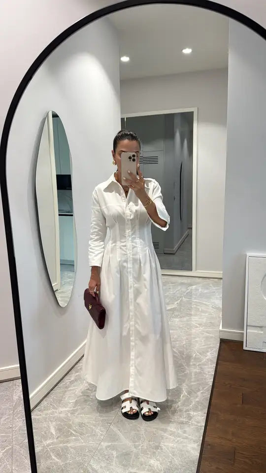 poplin waisted dress