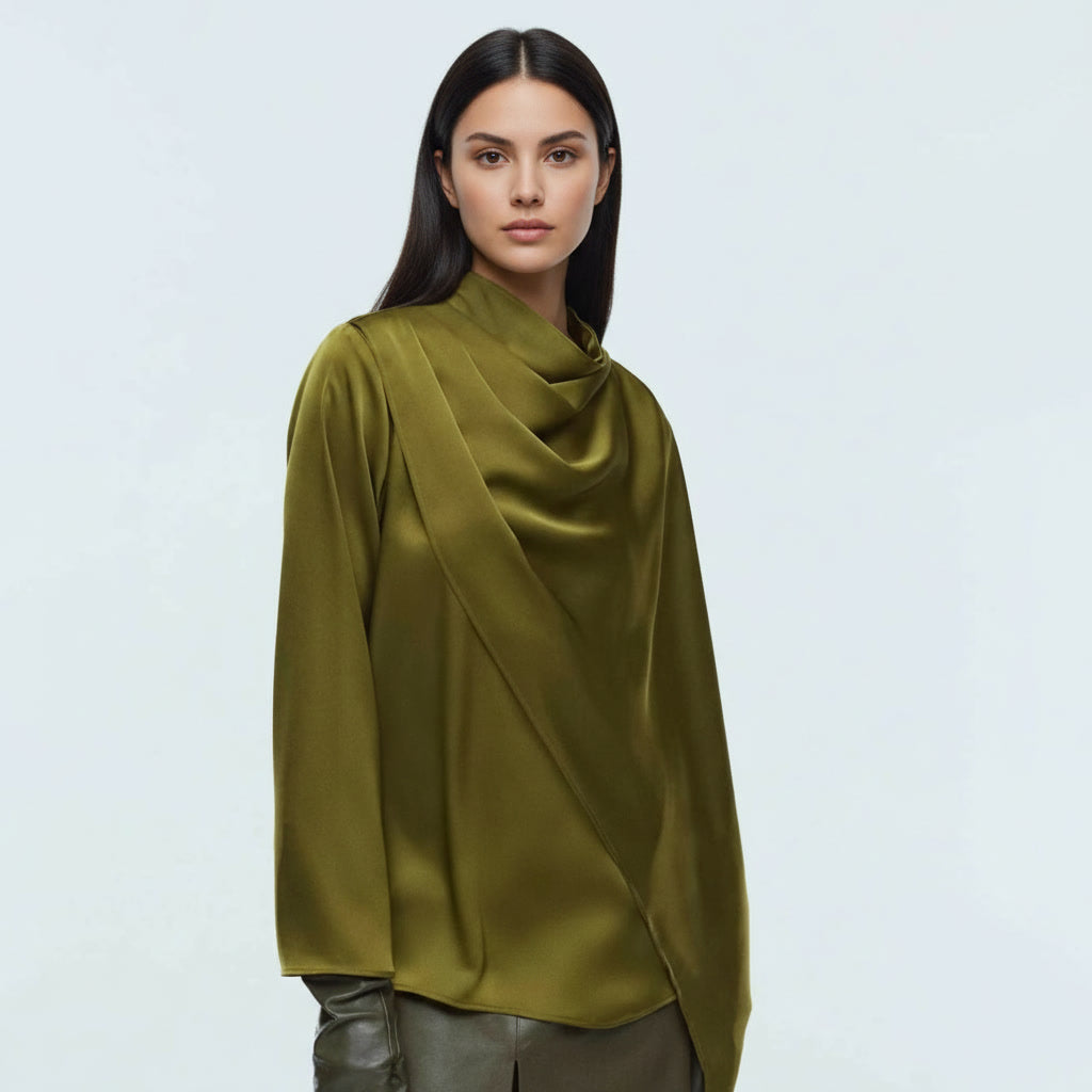 Shawl satin shirt