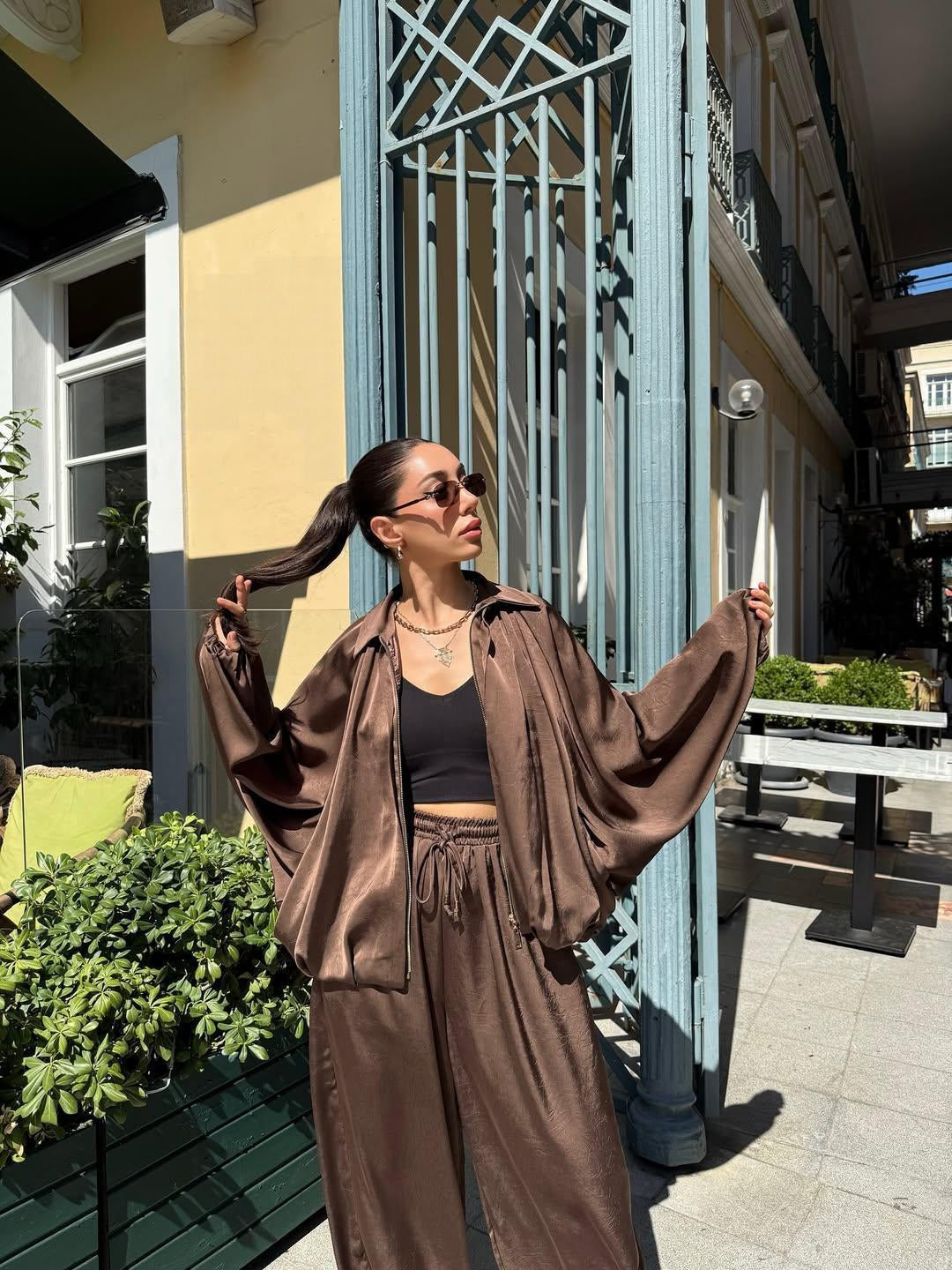 Set satin oversized