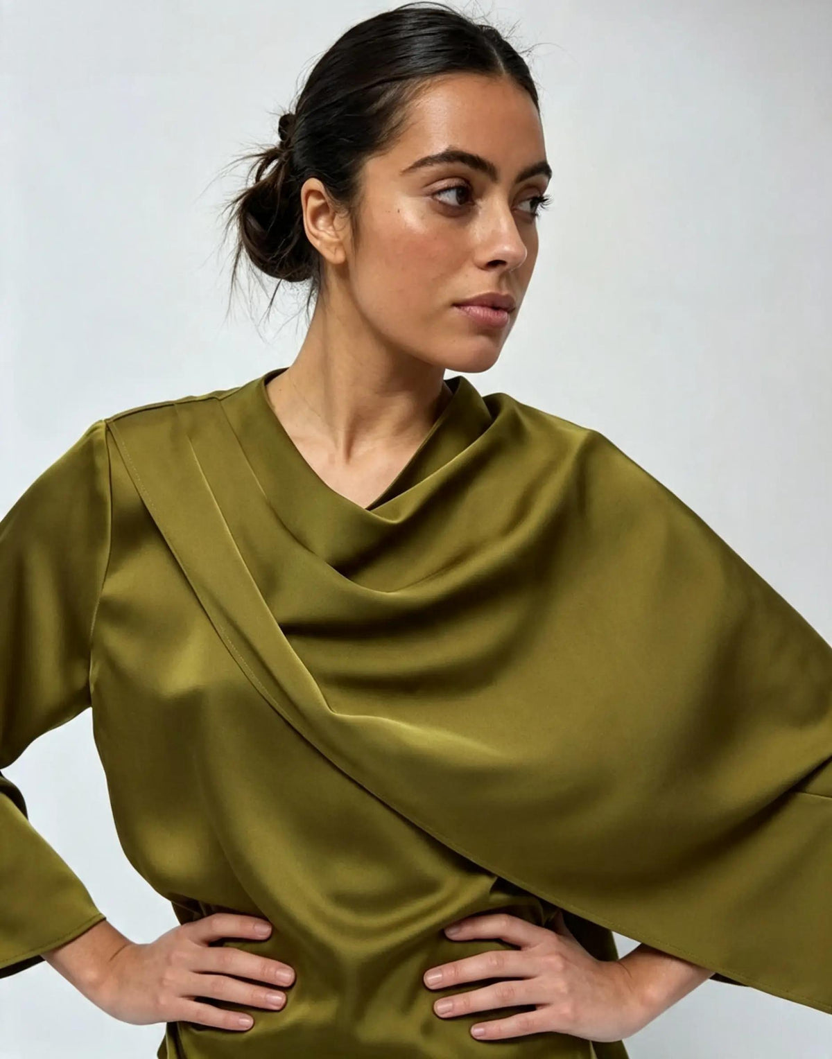 Shawl satin shirt