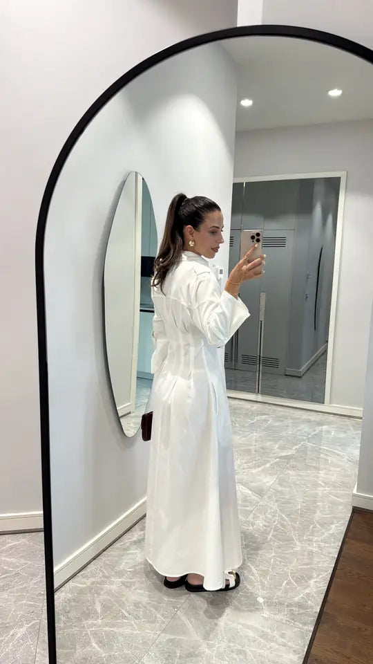 poplin waisted dress