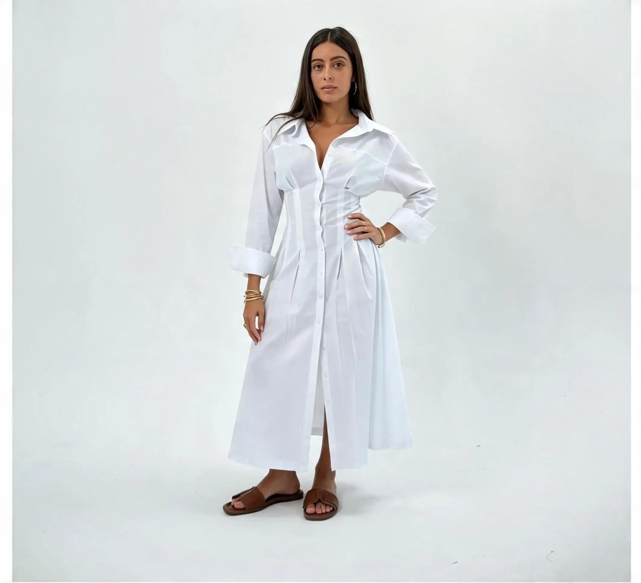 poplin waisted dress