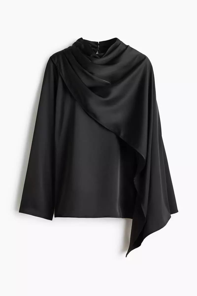 Shawl satin shirt