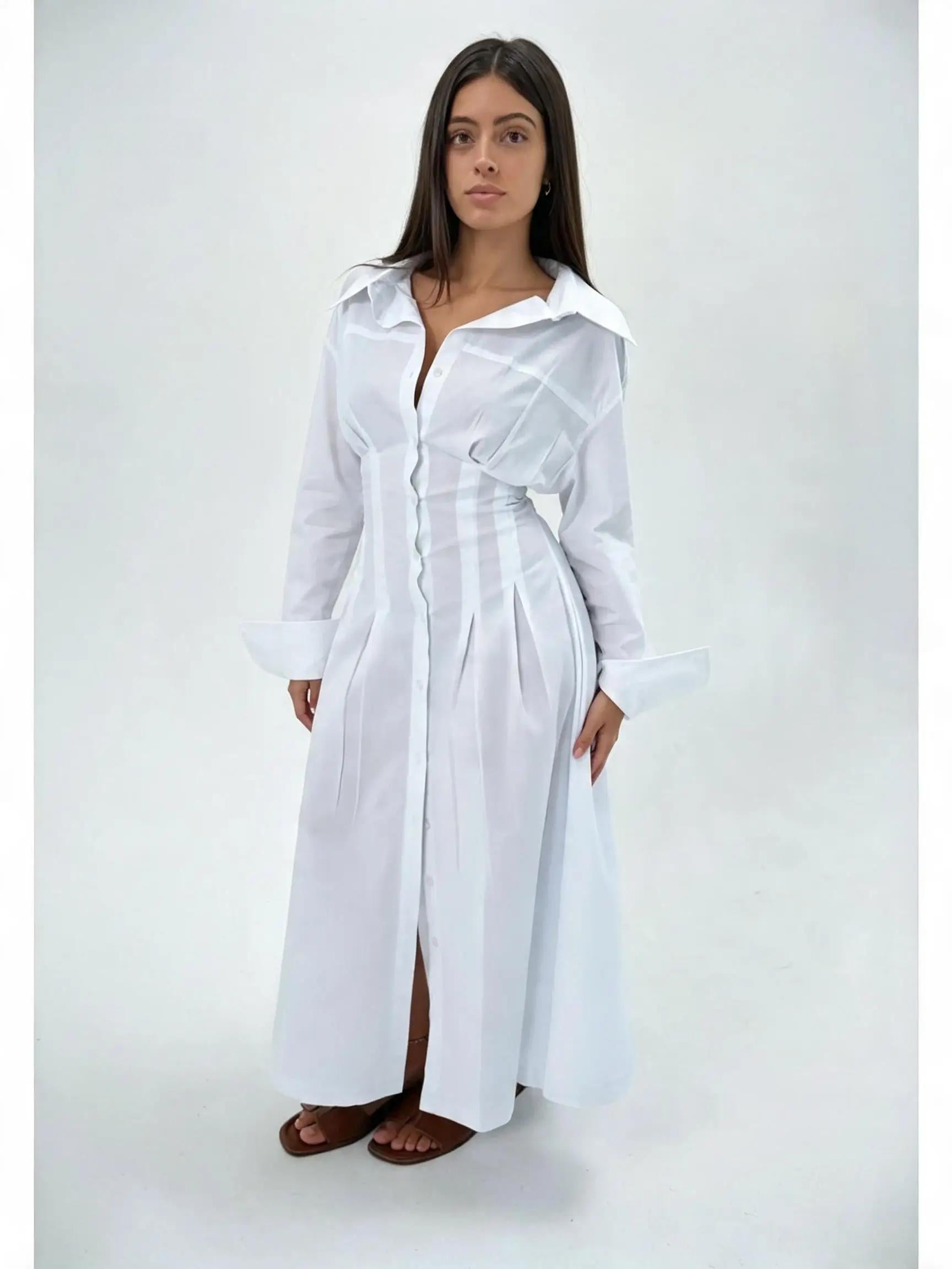 poplin waisted dress