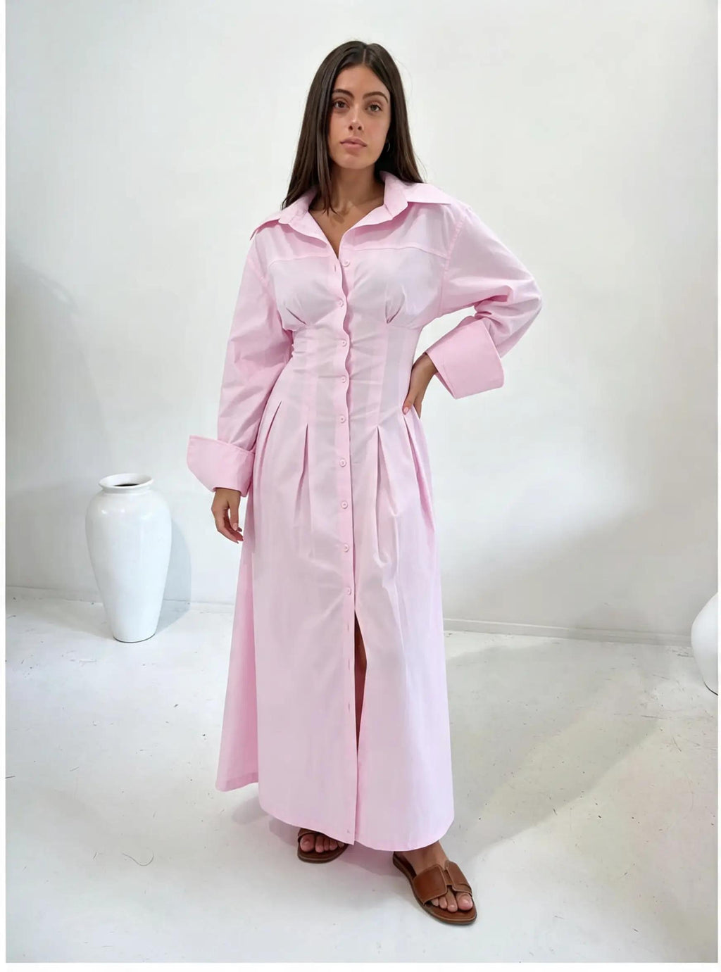 poplin waisted dress
