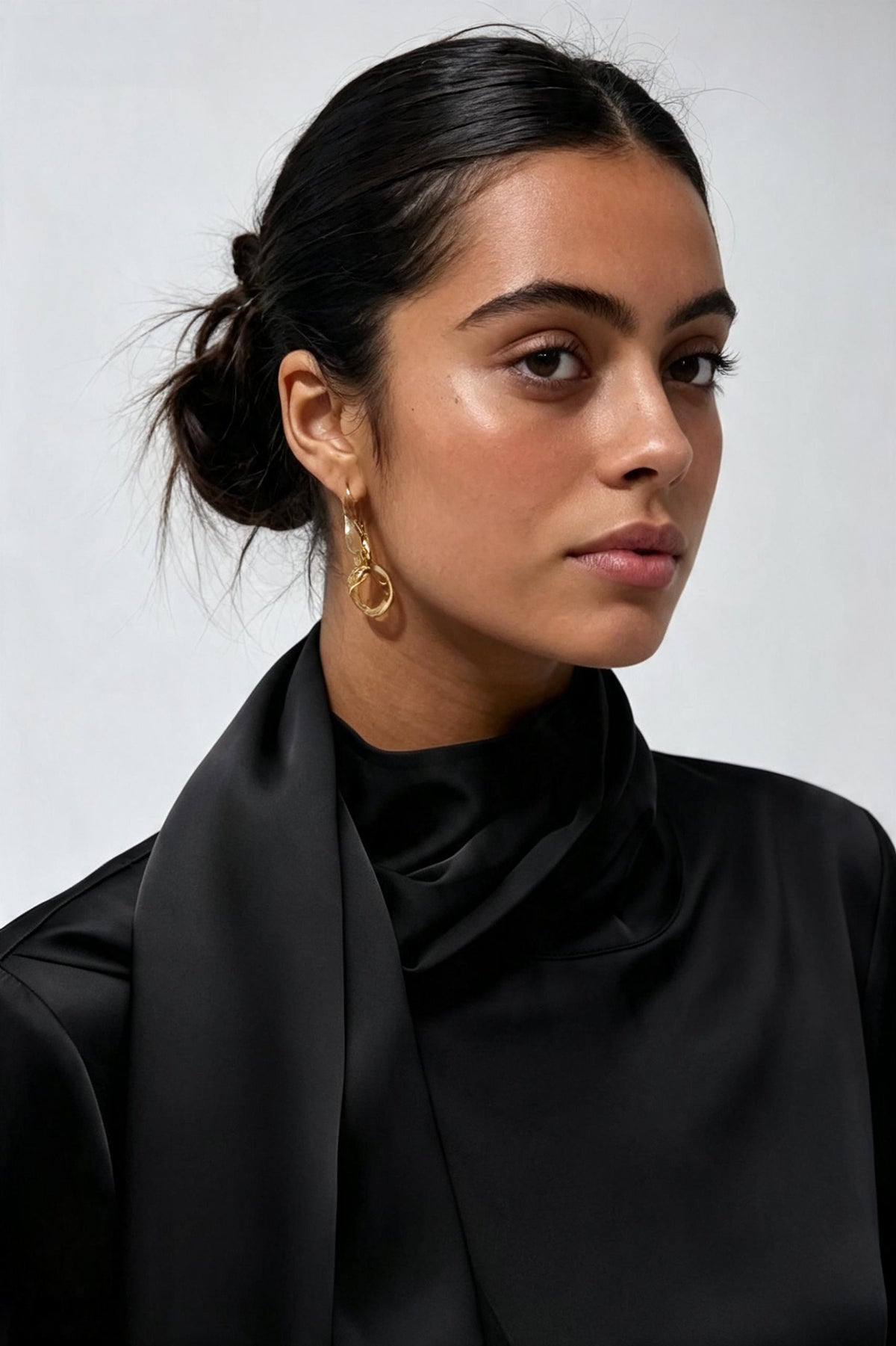 Shawl satin shirt