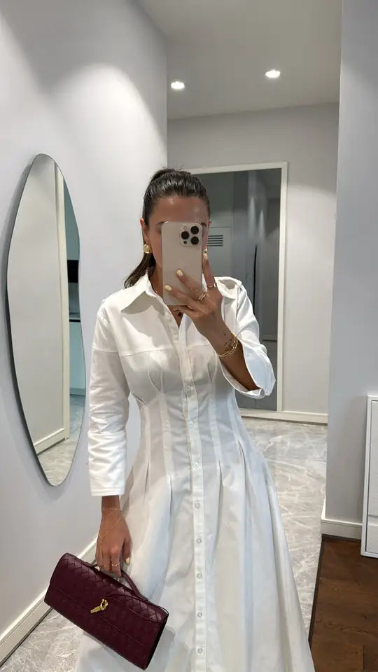 poplin waisted dress