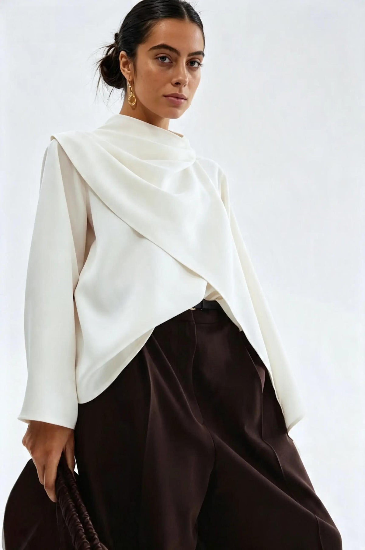 Shawl satin shirt
