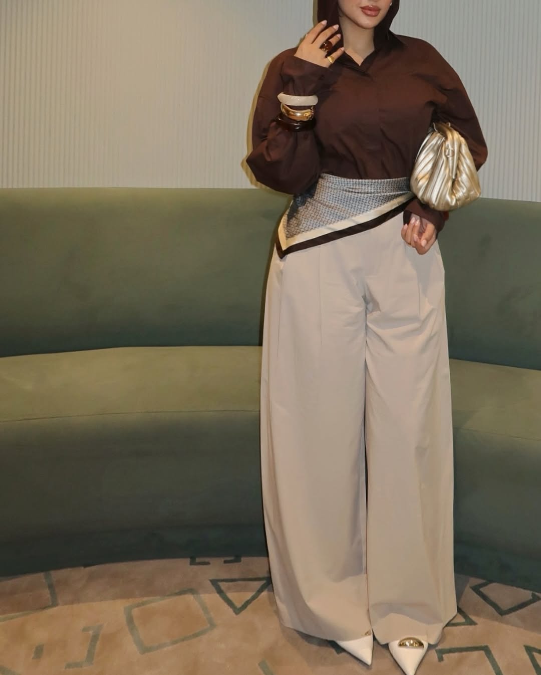 Beige Wide Leg Pants