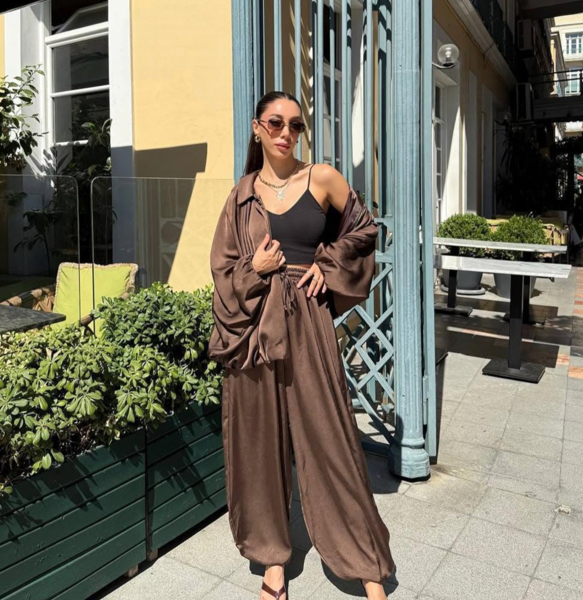 Set satin oversized