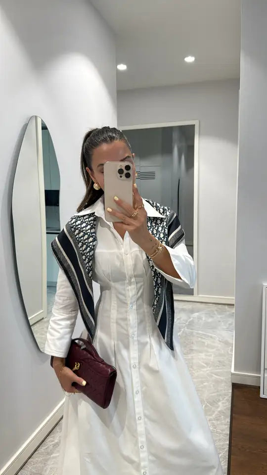 poplin waisted dress