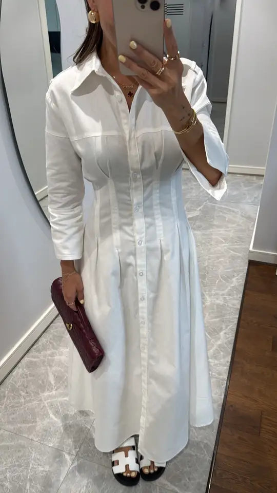 poplin waisted dress