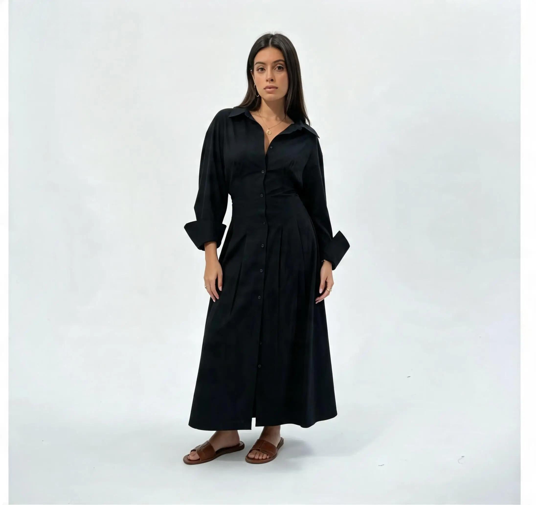 poplin waisted dress
