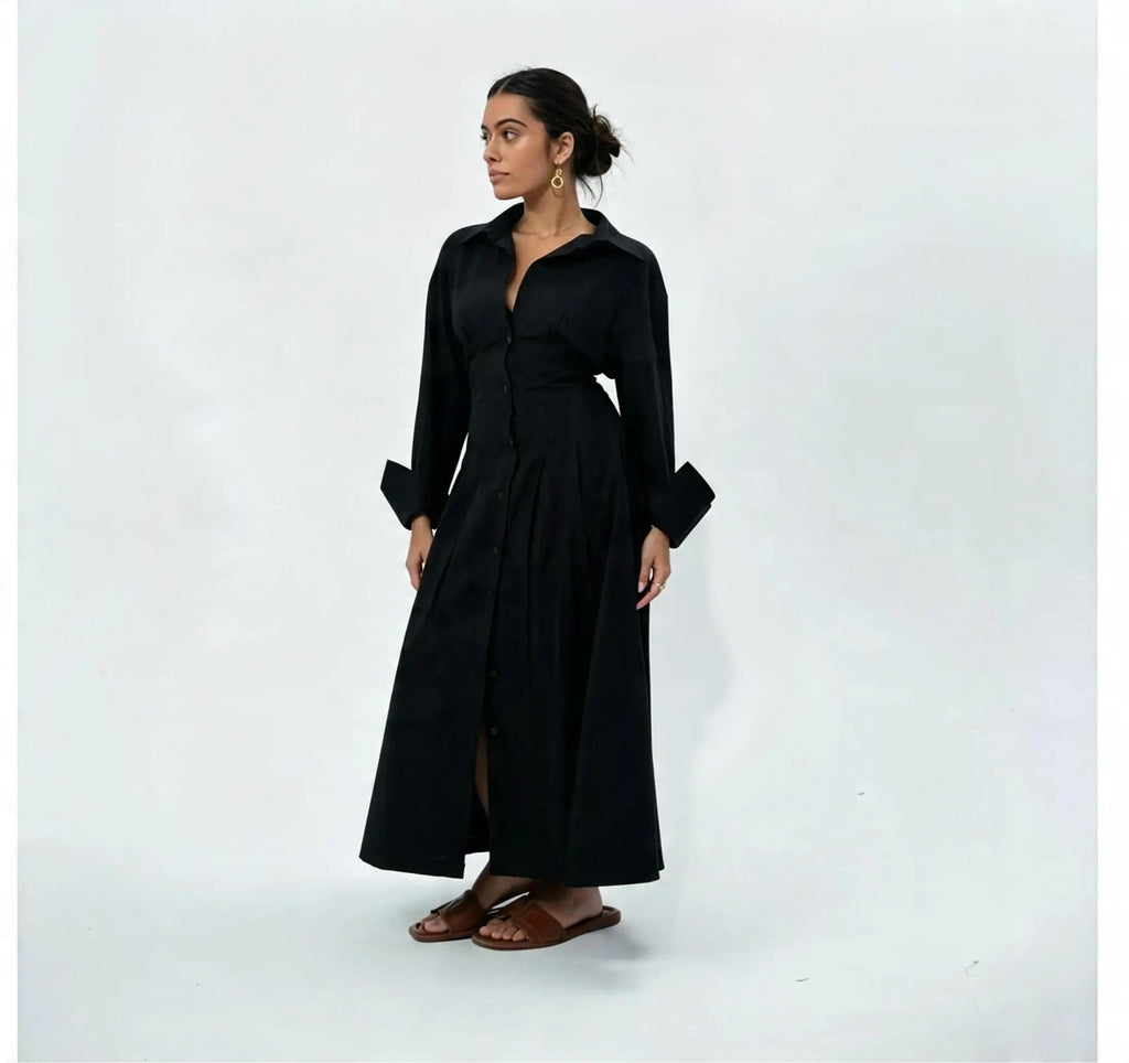 poplin waisted dress