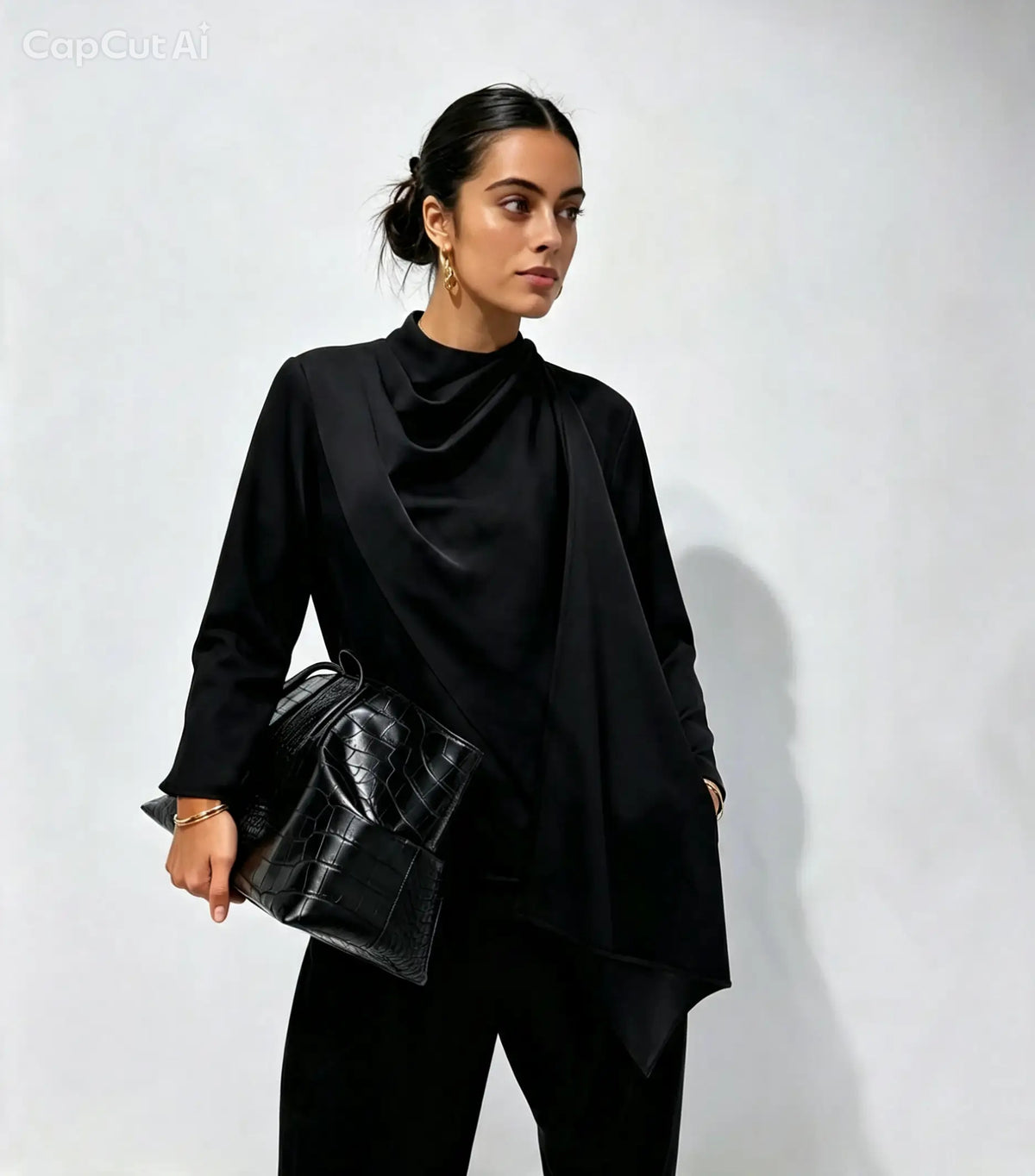 Shawl satin shirt