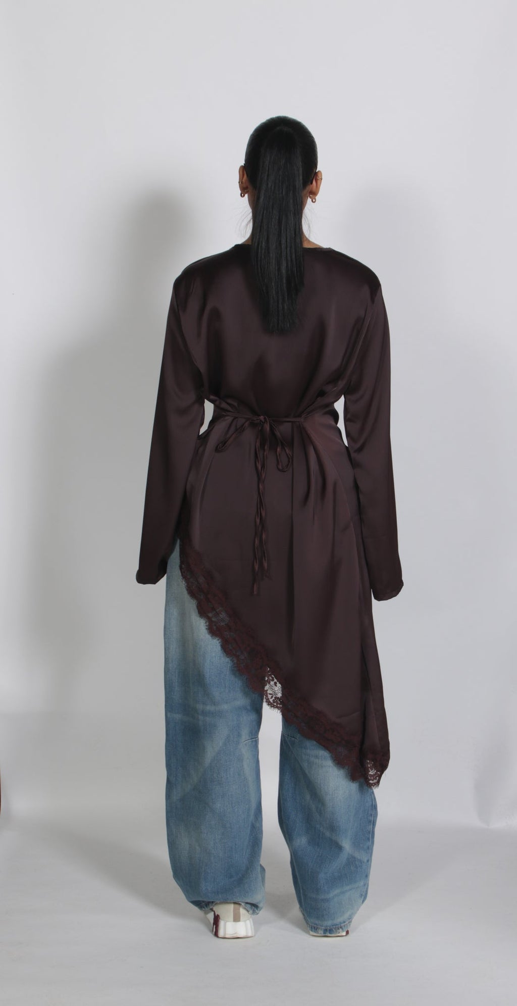 Satin shirt with lace