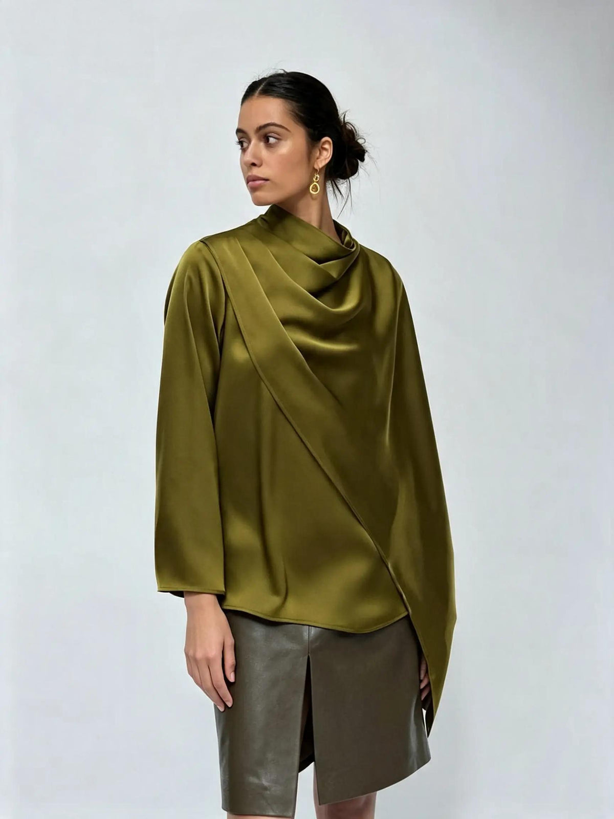 Shawl satin shirt