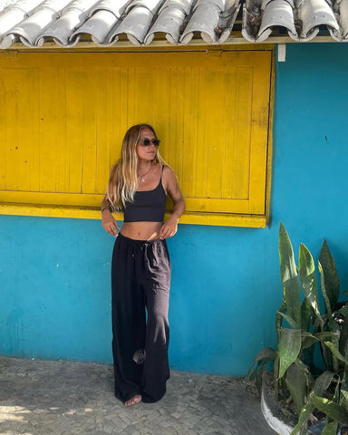 Linen blend pants